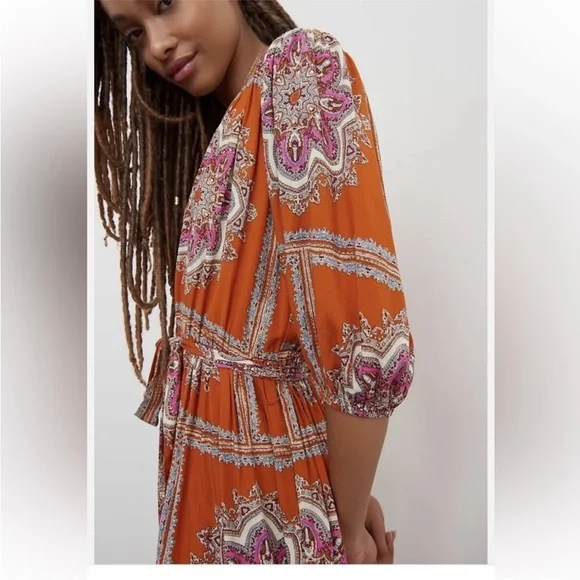 Anthropologie Isabel Paisley Cottage Porridge Mini Dress - Picture 2 of 5